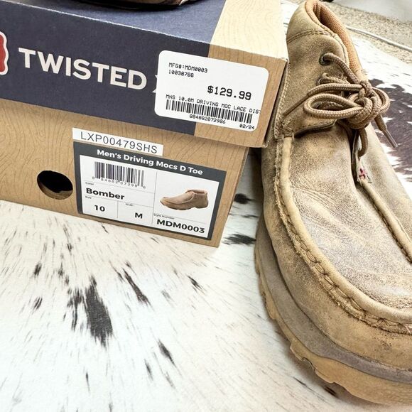TWISTED X THE ORIGINAL CHUKKA DRIVING MOC SHOES IN TAN SIZE 10 w/ box main image 6